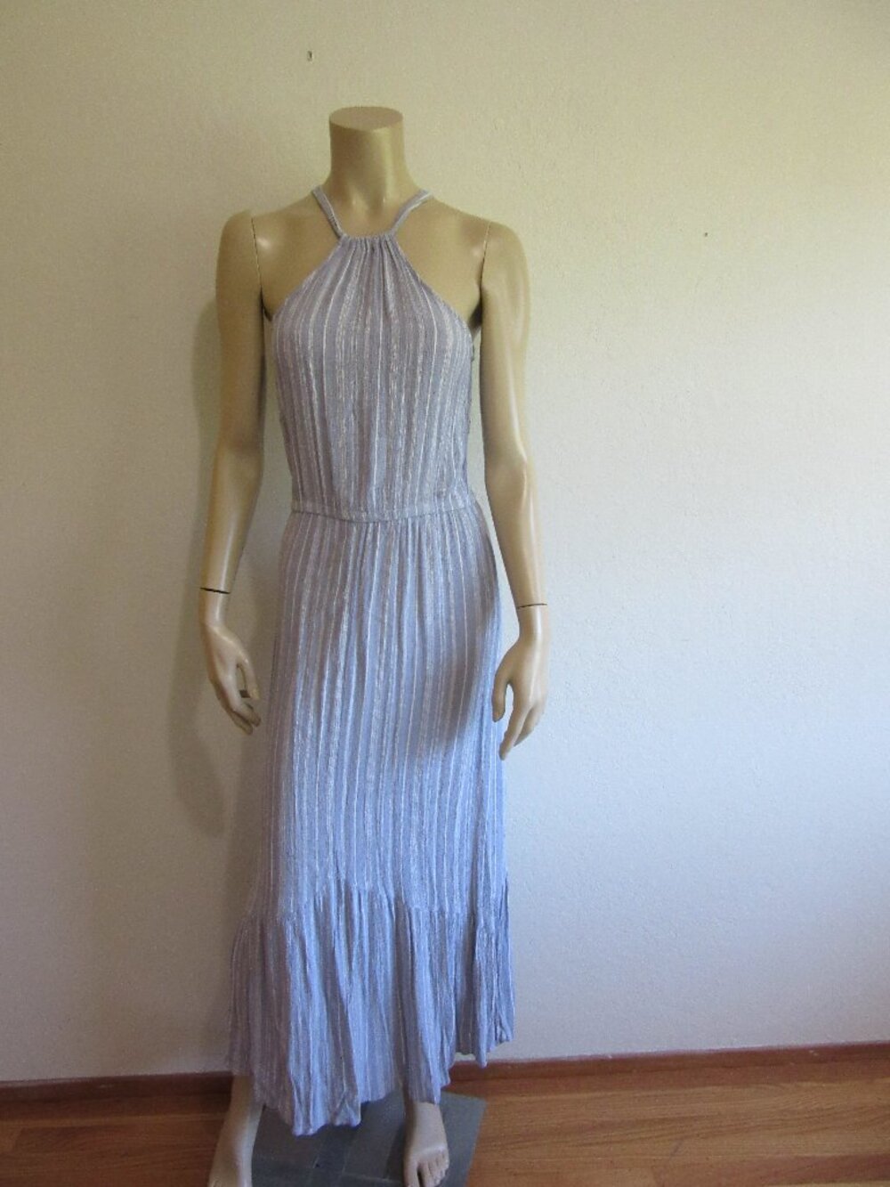 LOVESTITCH Blue & White Halter S Midi Summer Dress